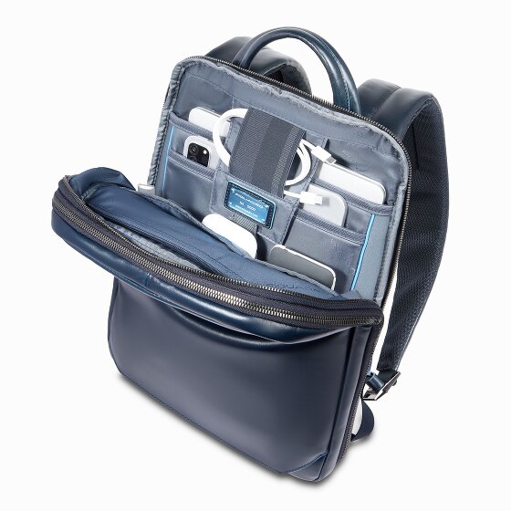 Piquadro Blue Square Plecak Ochrona RFID Skórzany 37 cm Komora na laptopa