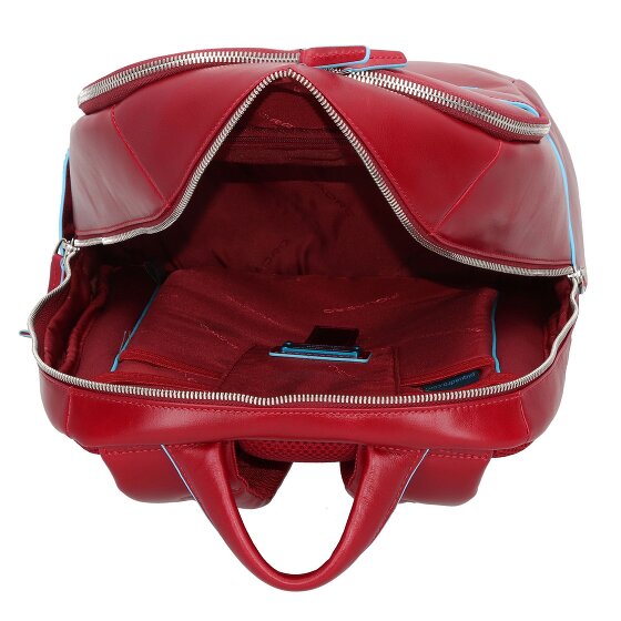 Piquadro Niebieski Plecak kwadratowy skórzany 39 cm Komora na laptopa