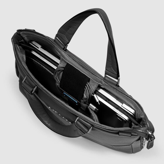 Piquadro Than Teczka Skórzany 26 cm Komora na laptopa z plisą rozprężną