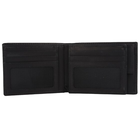 Greenburry Pure Black Portfel Ochrona RFID Skórzany 13 cm