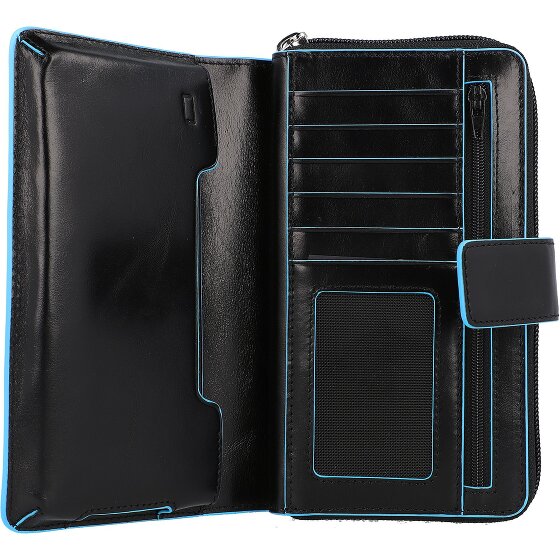 Piquadro Niebieski kwadratowy portfel RFID skórzany 17,5 cm