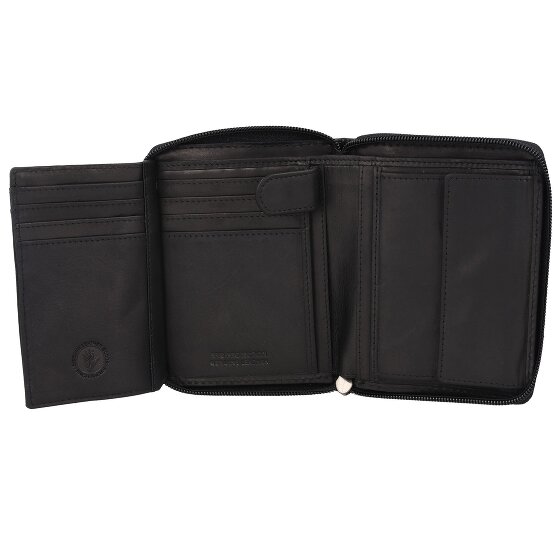 Greenburry Pure Black Portfel Ochrona RFID Skórzany 10.5 cm