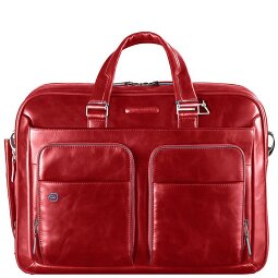 Piquadro Niebieska Teczka kwadratowa III Skórzana 39 cm Komora na laptopa  Model 3