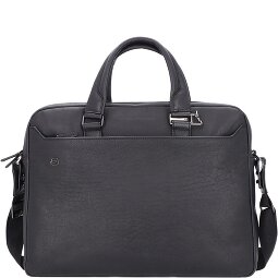 Piquadro Czarna kwadratowa teczka skórzana 40 cm  Model 2