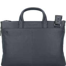 Piquadro Czarny Kwadratowy Briefcase Skórzany 42 cm Komora na laptopa  Model 1