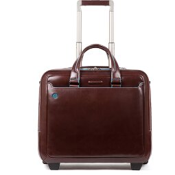 Piquadro Niebieski kwadratowy 2-kołowy wózek biznesowy ze skórzaną komorą na laptopa 37 cm  Model 2
