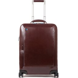 Piquadro Niebieski kwadratowy 4-kołowy skórzany wózek kabinowy z przegrodą na laptopa 55 cm  Model 2