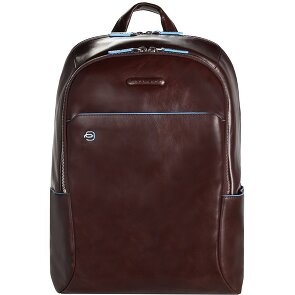 Piquadro Niebieski Plecak kwadratowy skórzany 39 cm Komora na laptopa