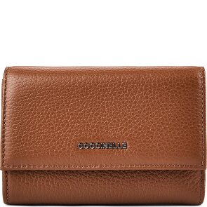 Coccinelle Metaliczny miękki portfel skórzany 14 cm