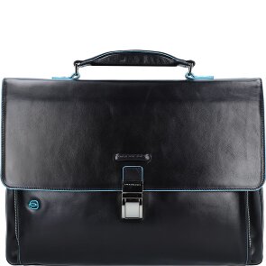 Piquadro Niebieska Teczka kwadratowa II Skórzana 40 cm Komora na laptopa