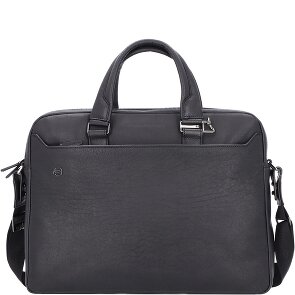 Piquadro Czarna kwadratowa teczka skórzana 40 cm