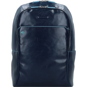 Piquadro Niebieski kwadratowy plecak skórzany 43 cm komora na laptopa