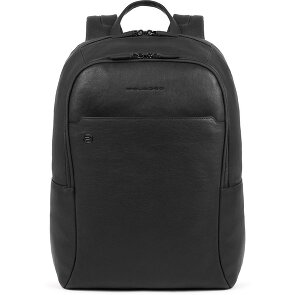 Piquadro Czarne kwadratowe plecaki skórzane 44 cm przegroda na laptopa