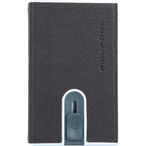 Piquadro Czarne kwadratowe skórzane etui na karty kredytowe 6 cm
