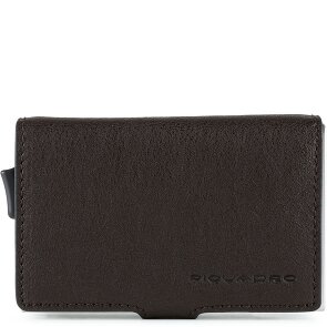 Piquadro Niebieskie kwadratowe etui na karty kredytowe RFID skórzane 7 cm