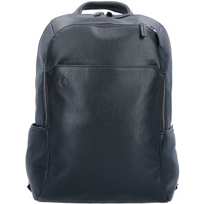 Piquadro Czarny kwadratowy plecak skórzany z przegrodą na laptopa 39 cm