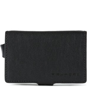 Piquadro Niebieskie kwadratowe etui na karty kredytowe RFID skórzane 7 cm