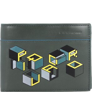 Piquadro Niebieski kwadratowy portfel Revamp RFID skórzany 13 cm