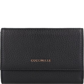 Coccinelle Metaliczny miękki portfel skórzany 14 cm