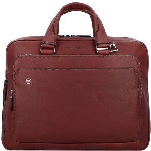 Piquadro Czarna kwadratowa teczka skórzana z przegrodą na laptopa 40 cm