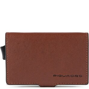Piquadro Niebieskie kwadratowe etui na karty kredytowe RFID skórzane 7 cm