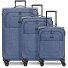  Essentials 12 THREE SET Zestaw walizek na 4 kółkach, 3-częściowy, z elastycznym zagięciem Model blue