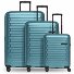  Collection 04 THE THREE SET + 4 kółka Zestaw walizek 3-części z plisą rozprężną Model ice blue-metallic